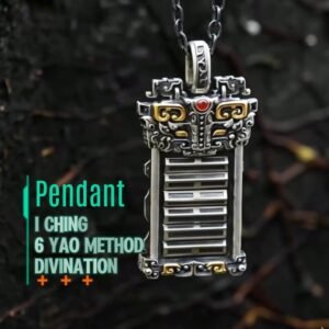 [6-Yao Divination Pendant]National trend ethnic style pendant; Brass plated with silver pendant; Retro engraved rotating I-Ching 64 hexagrams necklace