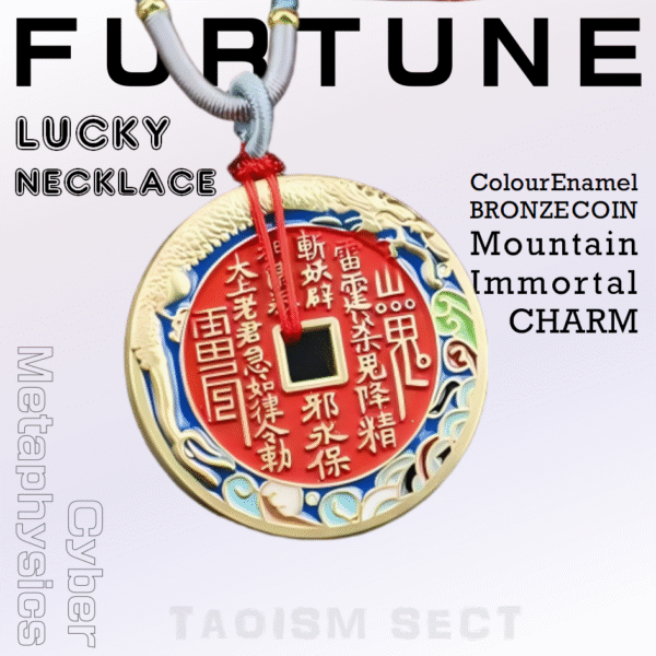 [Mountain Immortal Coin] enamel-colored lucky pendant; Copper coin necklace；I Ching charm and attracting wealth as a birthday gift