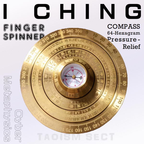 [Brass fidget spinner] all-metal copper 3 inch, I Ching, 64 hexagrams, 8-trigrams, feng shui compass, stress-relieving toy